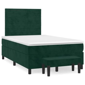 Boxspringbett mit Matratze Dunkelgrün 120x200 cm Samt