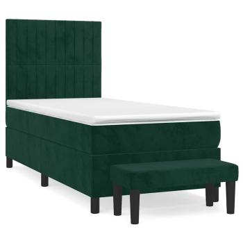 Boxspringbett mit Matratze Dunkelgrün 90x190 cm Samt