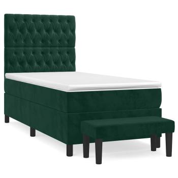 Boxspringbett mit Matratze Dunkelgrün 90x200 cm Samt