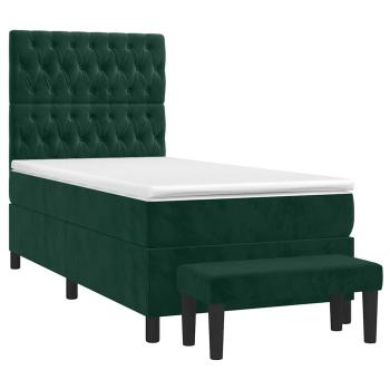 Boxspringbett mit Matratze Dunkelgrün 90x200 cm Samt