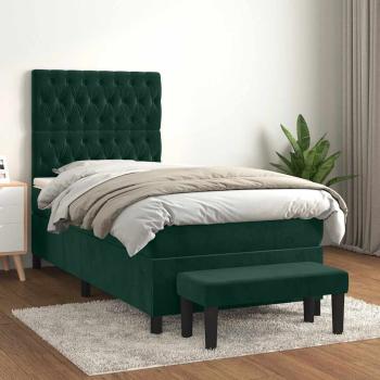 ARDEBO.de - Boxspringbett mit Matratze Dunkelgrün 100x200 cm Samt