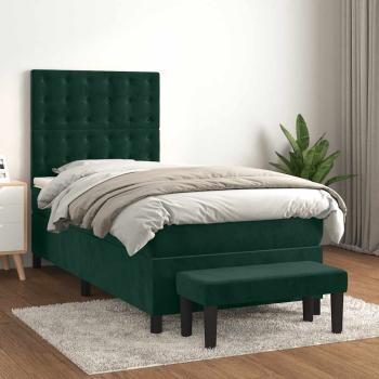 ARDEBO.de - Boxspringbett mit Matratze Dunkelgrün 80x200 cm Samt