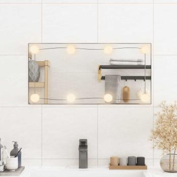 Wandspiegel mit LED-Leuchten 30x60 cm Glas Rechteckig