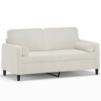 2-Sitzer-Sofa mit Zierkissen Creme 140 cm Samt