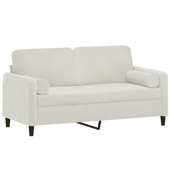2-Sitzer-Sofa mit Zierkissen Creme 140 cm Samt