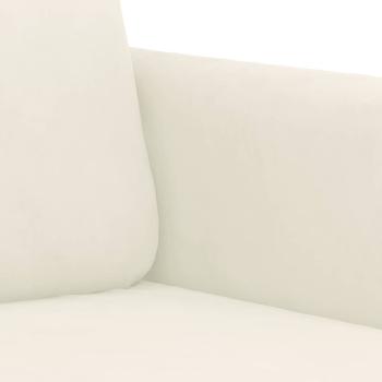 3-tlg. Sofagarnitur mit Kissen Creme Samt
