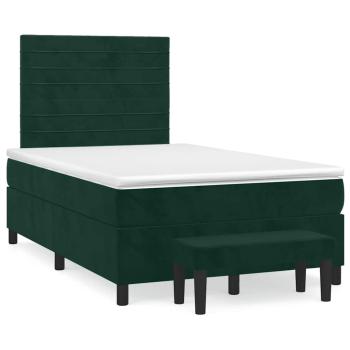 ARDEBO.de - Boxspringbett mit Matratze Dunkelgrün 120x190 cm Samt