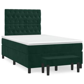 ARDEBO.de - Boxspringbett mit Matratze Dunkelgrün 120x190 cm Samt