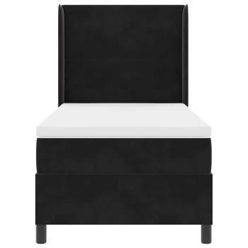 Boxspringbett mit Kopfteil Schwarz 90 x 190 cm Samt