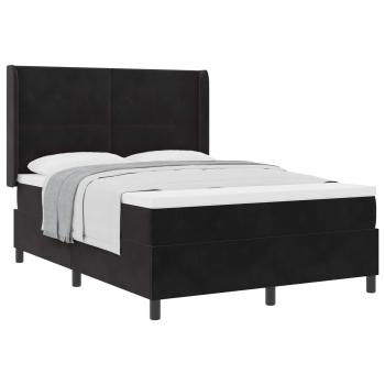 Boxspringbett mit Kopfteil Schwarz 140 x 200 cm Samt