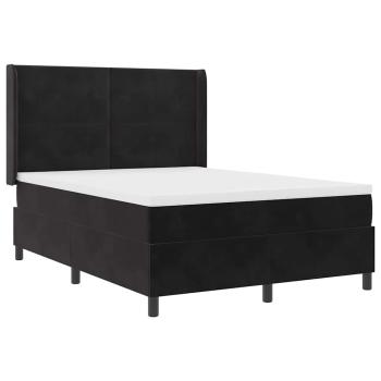 Boxspringbett mit LED-Lichtleisten Schwarz 160 x 200 cm Samt