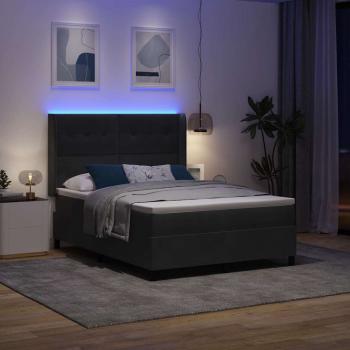 Boxspringbett mit LED-Lichtleisten Schwarz 160 x 200 cm Samt