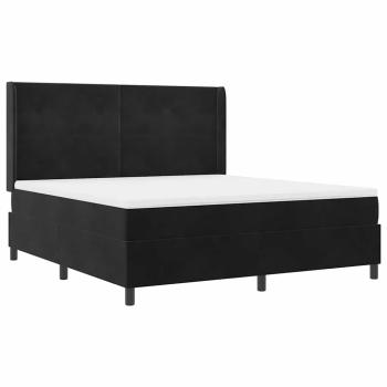 Boxspringbett mit LED-Lichtleisten Schwarz 180 x 200 cm Samt