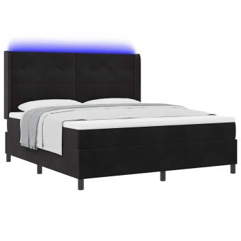 Boxspringbett mit LED-Lichtleisten Schwarz 180 x 200 cm Samt