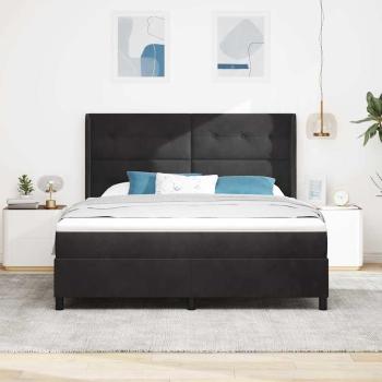 Boxspringbett mit LED-Lichtleisten Schwarz 180 x 200 cm Samt