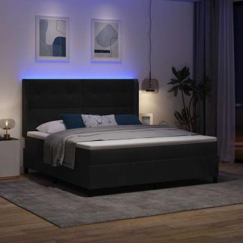 Boxspringbett mit LED-Lichtleisten Schwarz 180 x 200 cm Samt