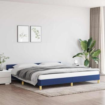 ARDEBO.de - Bettgestell mit Kopfteil ohne Matratze Blau 200x200 cm Stoff