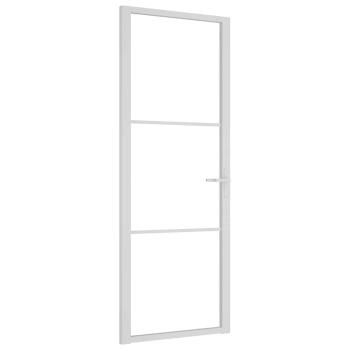 Innentür 76x201,5 cm Weiß ESG-Glas und Aluminium