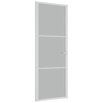 Innentür 76x201,5 cm Weiß Mattglas und Aluminium