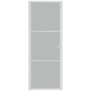 Innentür 76x201,5 cm Weiß Mattglas und Aluminium
