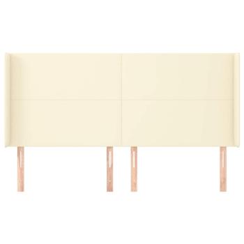 Kopfteil mit Ohren Creme 163x16x118/128 cm Kunstleder