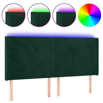 LED Kopfteil Dunkelgrün 183x16x118/128 cm Samt