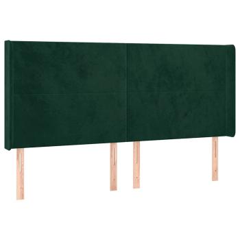 LED Kopfteil Dunkelgrün 183x16x118/128 cm Samt