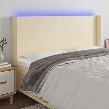ARDEBO.de - LED Kopfteil Creme 163x16x118/128 cm Kunstleder