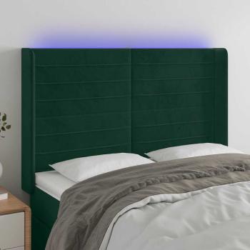 ARDEBO.de - LED Kopfteil Dunkelgrün 147x16x118/128 cm Samt