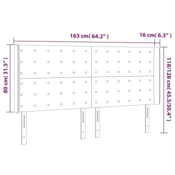 LED Kopfteil Dunkelbraun 163x16x118/128 cm Stoff