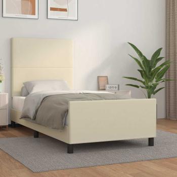 ARDEBO.de - Bettgestell mit Kopfteil Creme 80x200 cm Kunstleder