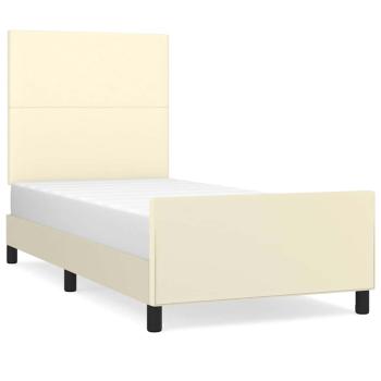 Bettgestell mit Kopfteil Creme 80x200 cm Kunstleder