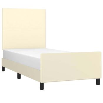 Bettgestell mit Kopfteil Creme 80x200 cm Kunstleder