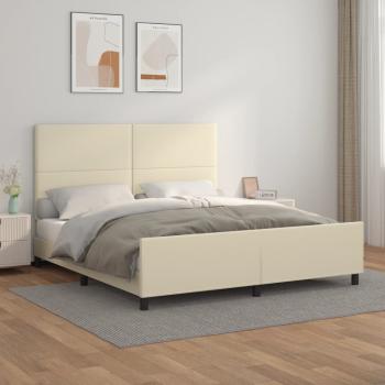 ARDEBO.de - Bettgestell mit Kopfteil Creme 160x200 cm Kunstleder