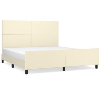 Bettgestell mit Kopfteil Creme 160x200 cm Kunstleder