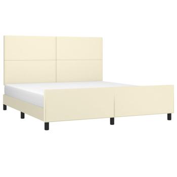 Bettgestell mit Kopfteil Creme 160x200 cm Kunstleder