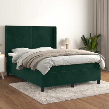 ARDEBO.de - Boxspringbett mit Matratze Dunkelgrün 140x200 cm Samt