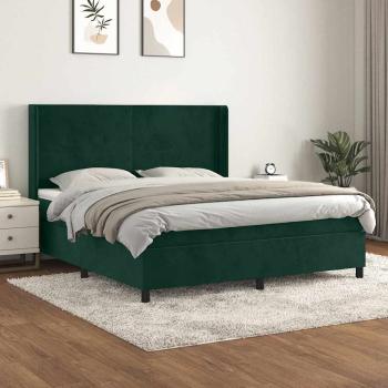 ARDEBO.de - Boxspringbett mit Matratze Dunkelgrün 180x200 cm Samt