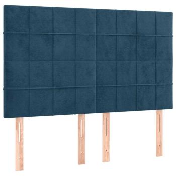 Boxspringbett mit Matratze Dunkelblau 140x190 cm Samt