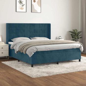 ARDEBO.de - Boxspringbett mit Matratze Dunkelblau 160x200 cm Samt