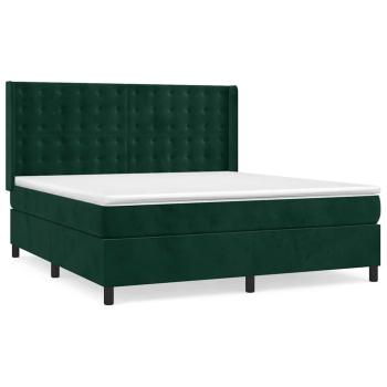 Boxspringbett mit Matratze Dunkelgrün 180x200 cm Samt
