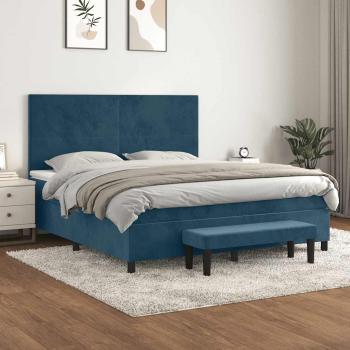 ARDEBO.de - Boxspringbett mit Matratze Dunkelblau 180x200 cm Samt