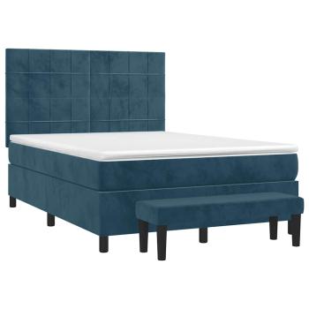 Boxspringbett mit Matratze Dunkelblau 140x190 cm Samt