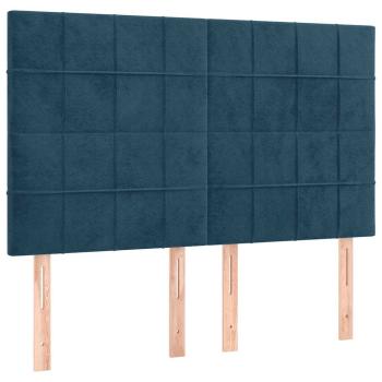 Boxspringbett mit Matratze Dunkelblau 140x190 cm Samt