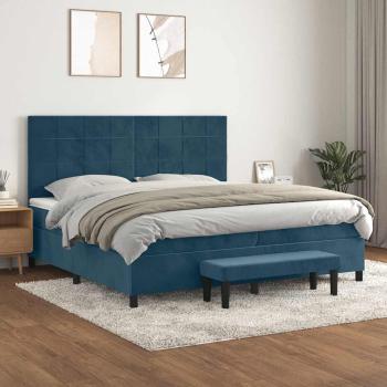 ARDEBO.de - Boxspringbett mit Matratze Dunkelblau 200x200 cm Samt