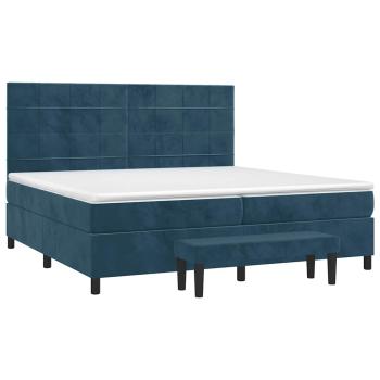 Boxspringbett mit Matratze Dunkelblau 200x200 cm Samt