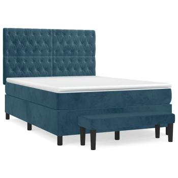Boxspringbett mit Matratze Dunkelblau 140x200 cm Samt