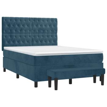 Boxspringbett mit Matratze Dunkelblau 140x200 cm Samt