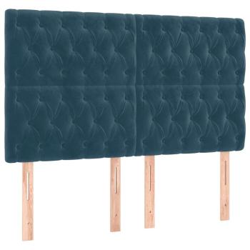 Boxspringbett mit Matratze Dunkelblau 140x200 cm Samt