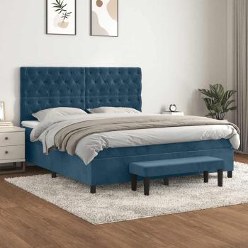ARDEBO.de - Boxspringbett mit Matratze Dunkelblau 160x200 cm Samt